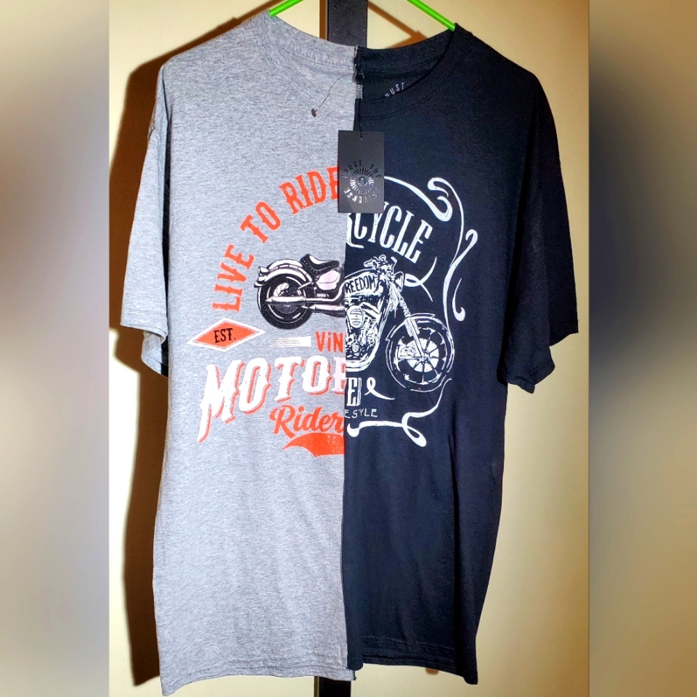 Live to Ride Motorcycle Graphic Split Short Sleeve T-Shirt Size Medium